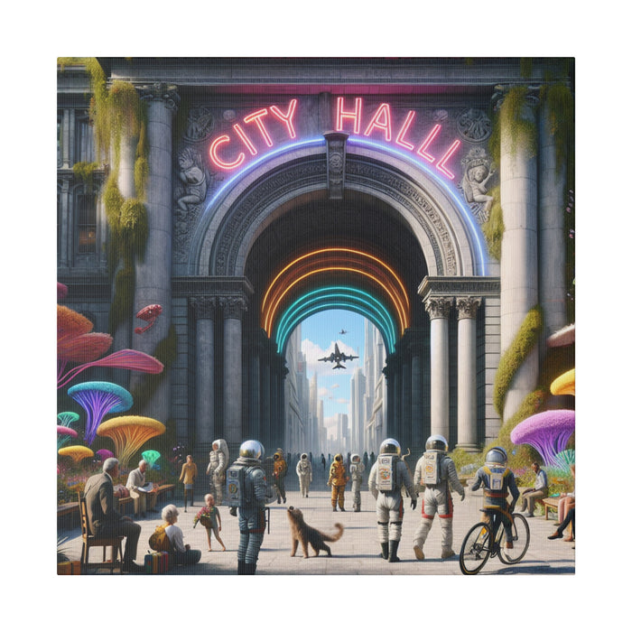 Futuristic City Hall Canvas 0.75"