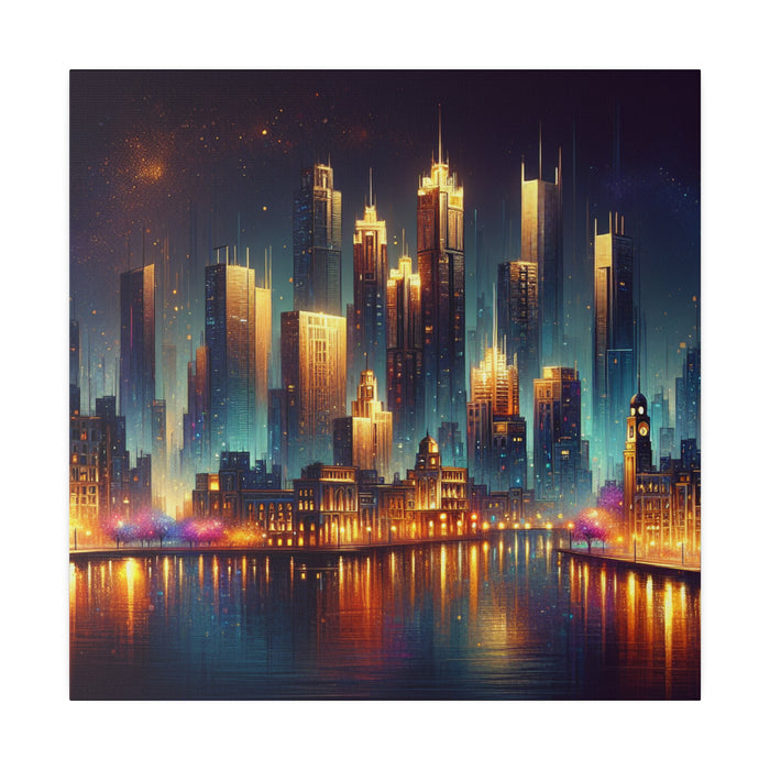 Starry Urban Nightscape Canvas 0.75"