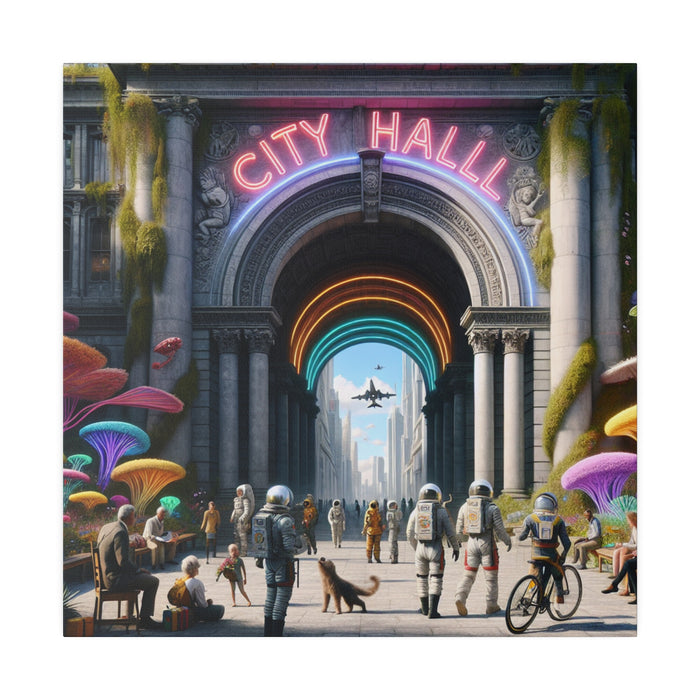 Futuristic City Hall Canvas 0.75"