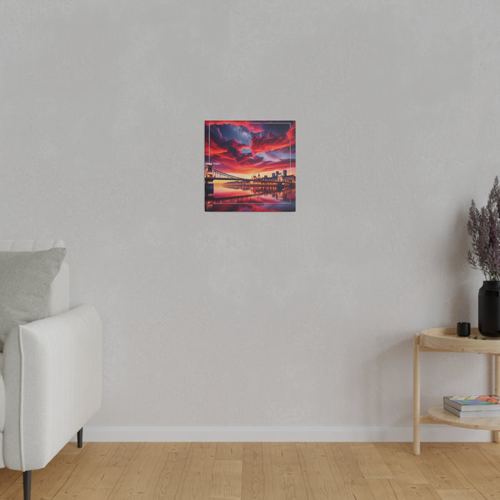 Crimson Skyline Reflection Canvas 0.75"