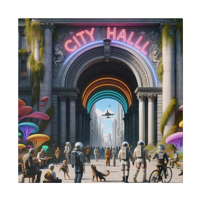 Futuristic City Hall Canvas 0.75"