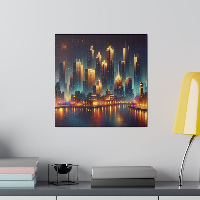 Starry Urban Nightscape Canvas 0.75"