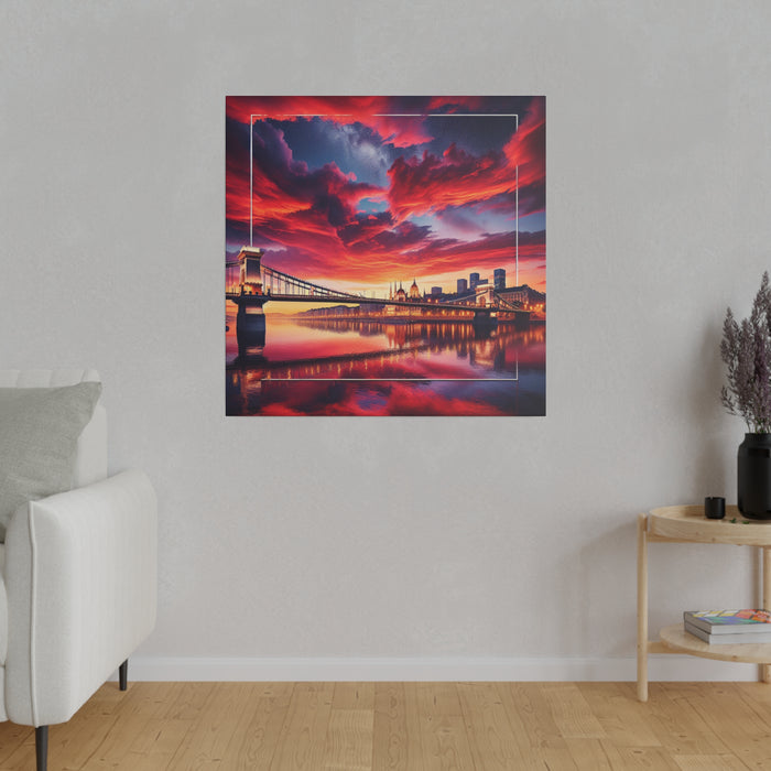 Crimson Skyline Reflection Canvas 0.75"