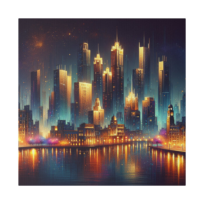 Starry Urban Nightscape Canvas 0.75"