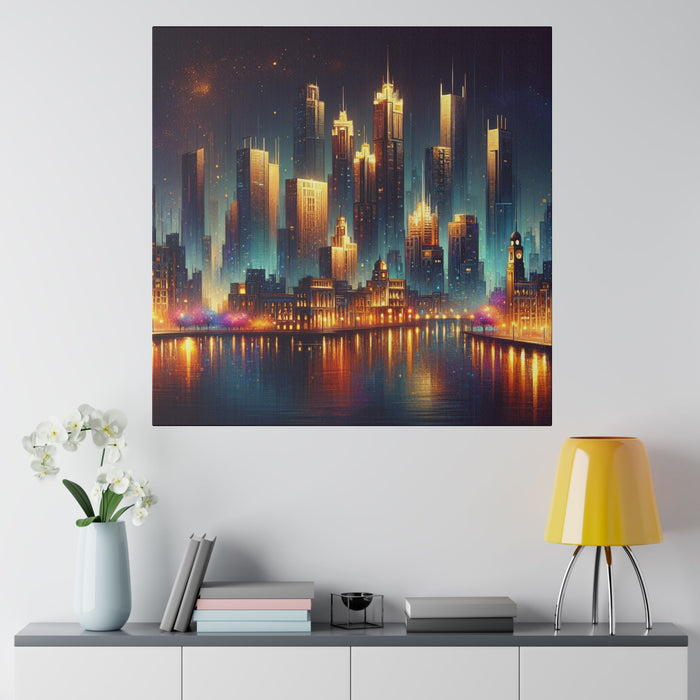 Starry Urban Nightscape Canvas 0.75"