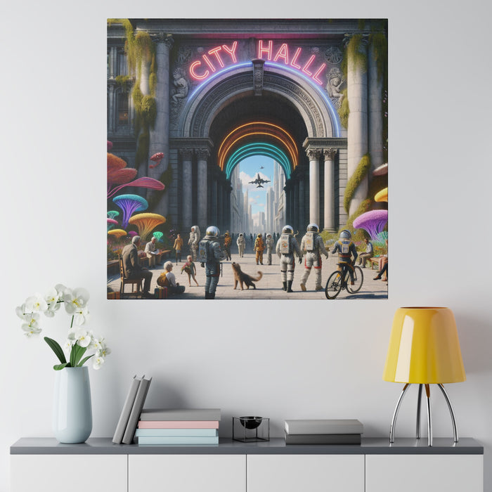 Futuristic City Hall Canvas 0.75"