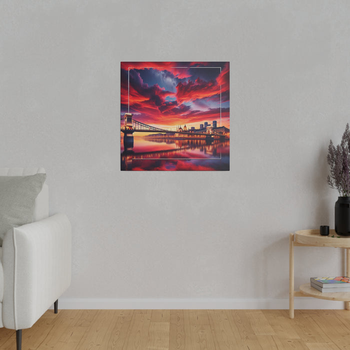 Crimson Skyline Reflection Canvas 0.75"