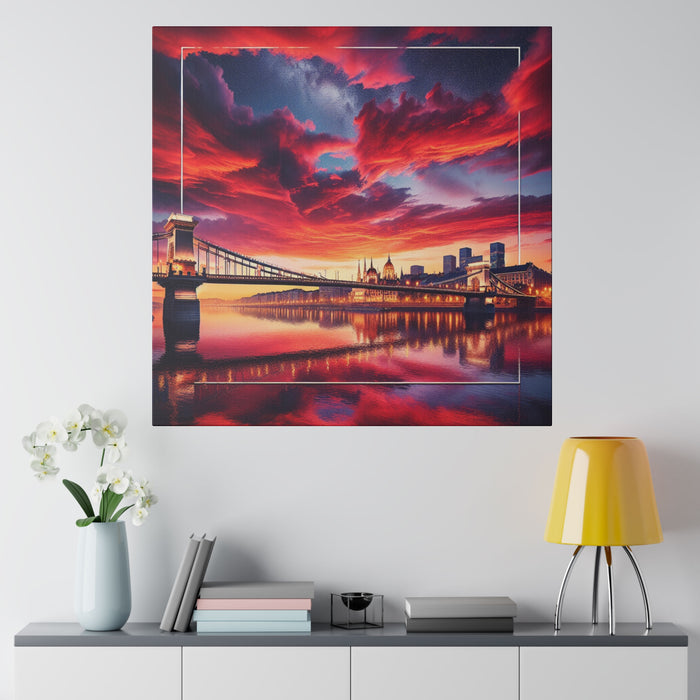 Crimson Skyline Reflection Canvas 0.75"