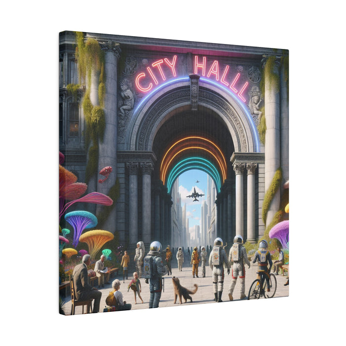 Futuristic City Hall Canvas 0.75"