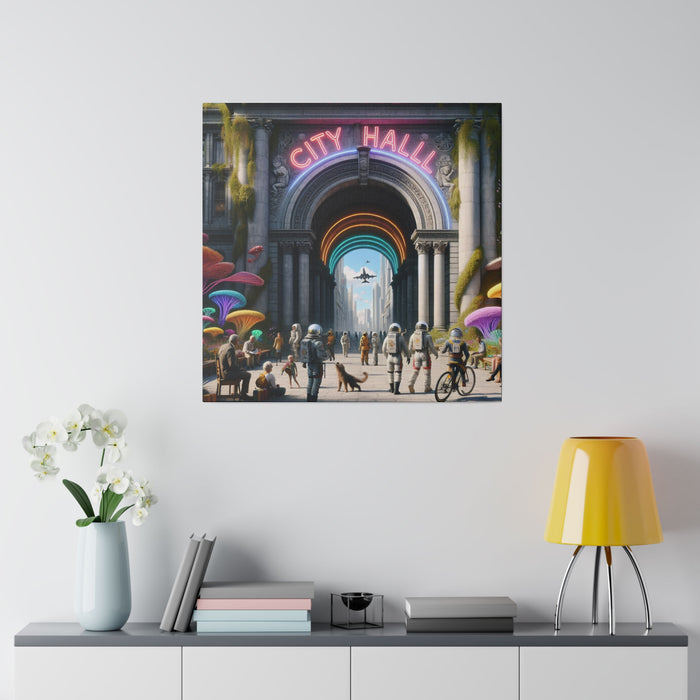 Futuristic City Hall Canvas 0.75"