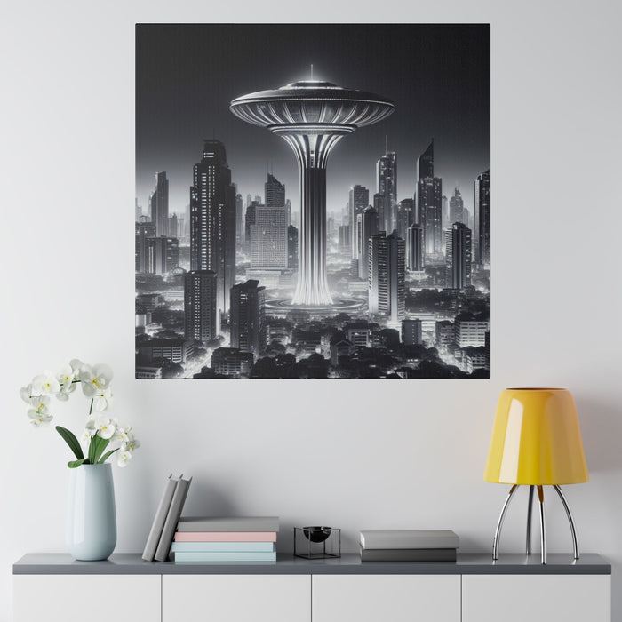 Futuristic Cityscape Canvas 0.75"