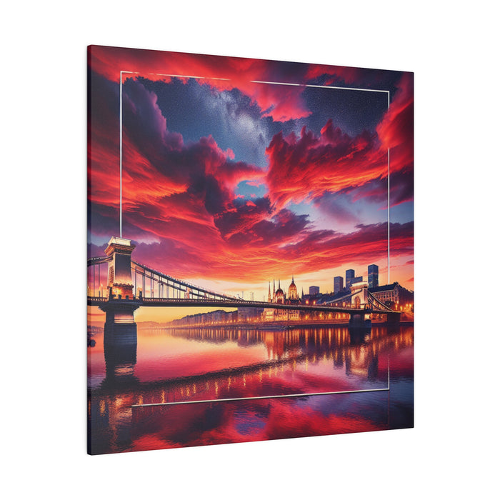 Crimson Skyline Reflection Canvas 0.75"