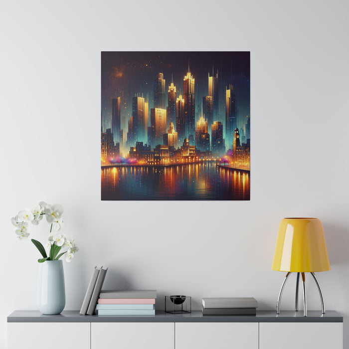 Starry Urban Nightscape Canvas 0.75"