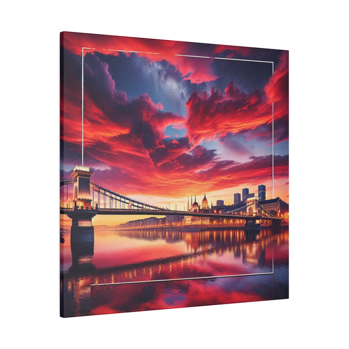 Crimson Skyline Reflection Canvas 0.75"