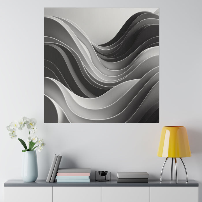 Monochrome Waves Abstract 0.75"