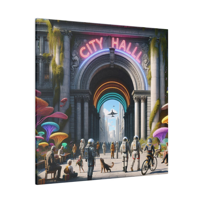 Futuristic City Hall Canvas 0.75"