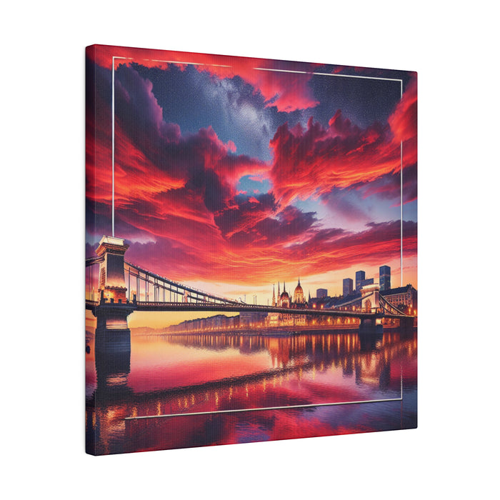 Crimson Skyline Reflection Canvas 0.75"