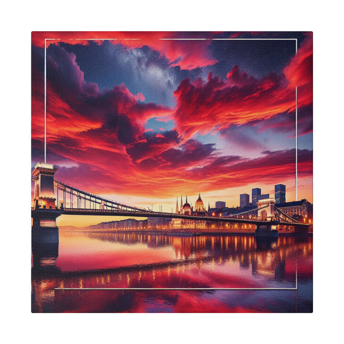 Crimson Skyline Reflection Canvas 0.75"