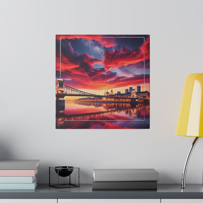 Crimson Skyline Reflection Canvas 0.75"