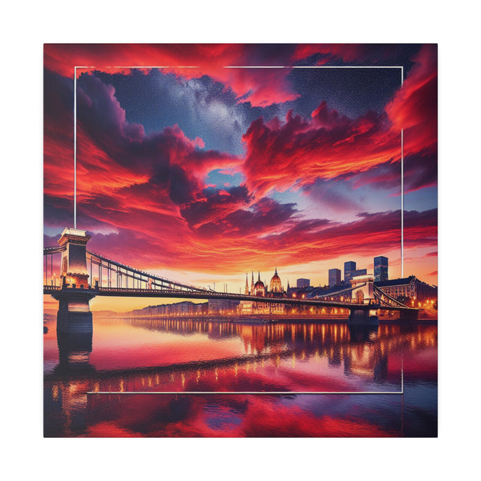 Crimson Skyline Reflection Canvas 0.75"