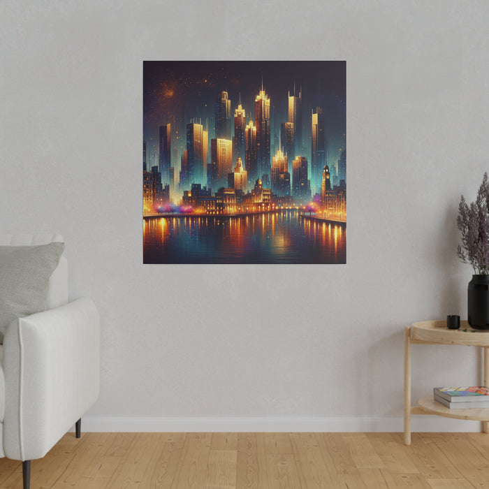 Starry Urban Nightscape Canvas 0.75"