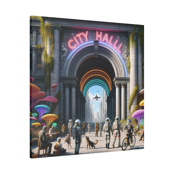 Futuristic City Hall Canvas 0.75"