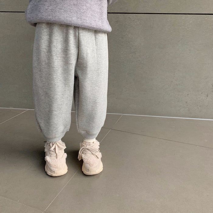 Autumn Winter boys girls solid color thick sweatpants children polar