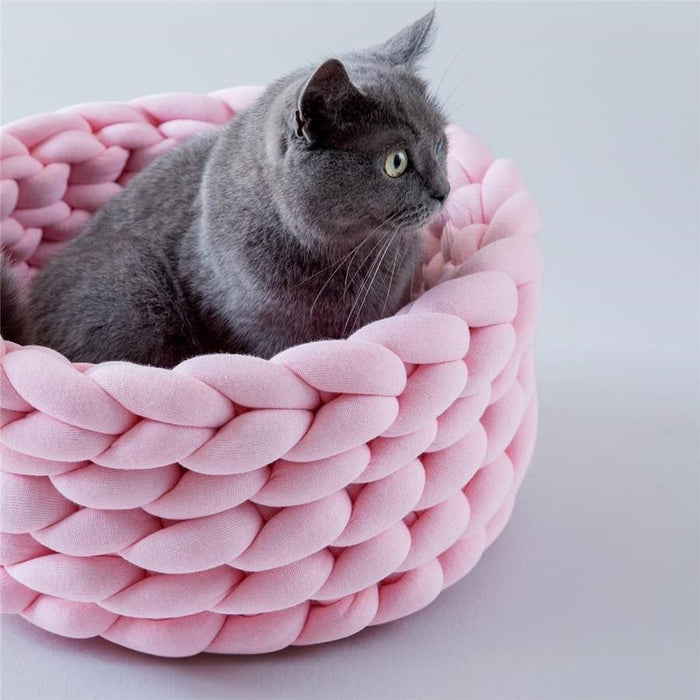 Soft Pet Bed Handmade Knit Puppy House Detachable Washable Kitten